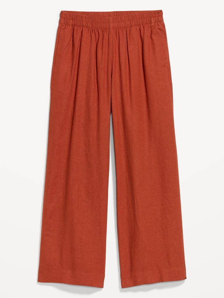 High-Waisted Linen-Blend Super Wide-Leg Pants