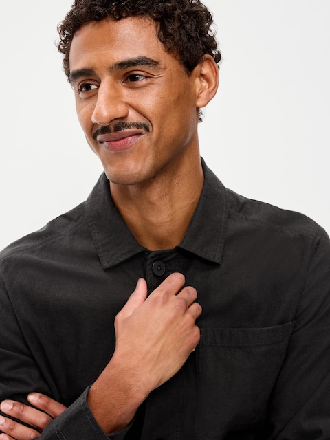 Linen-Blend Chore Jacket