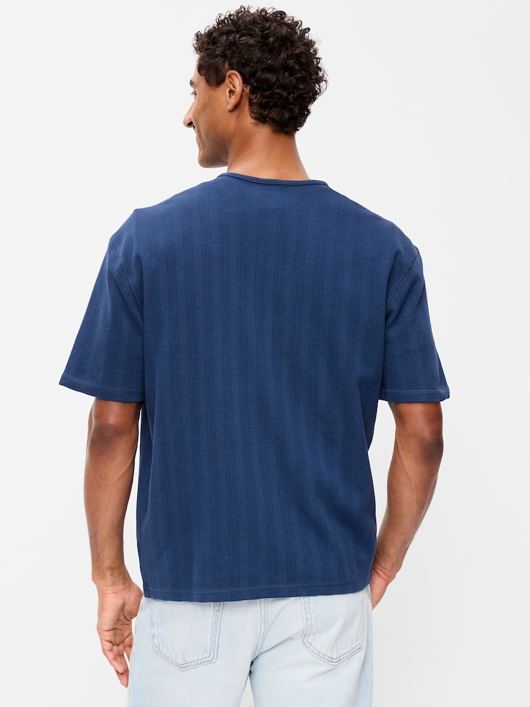 Garment-Dyed Henley Sweater T-Shirt
