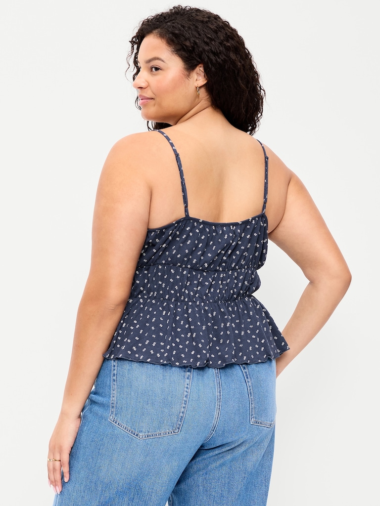 Lace-Trim Smocked-Waist Tank Top