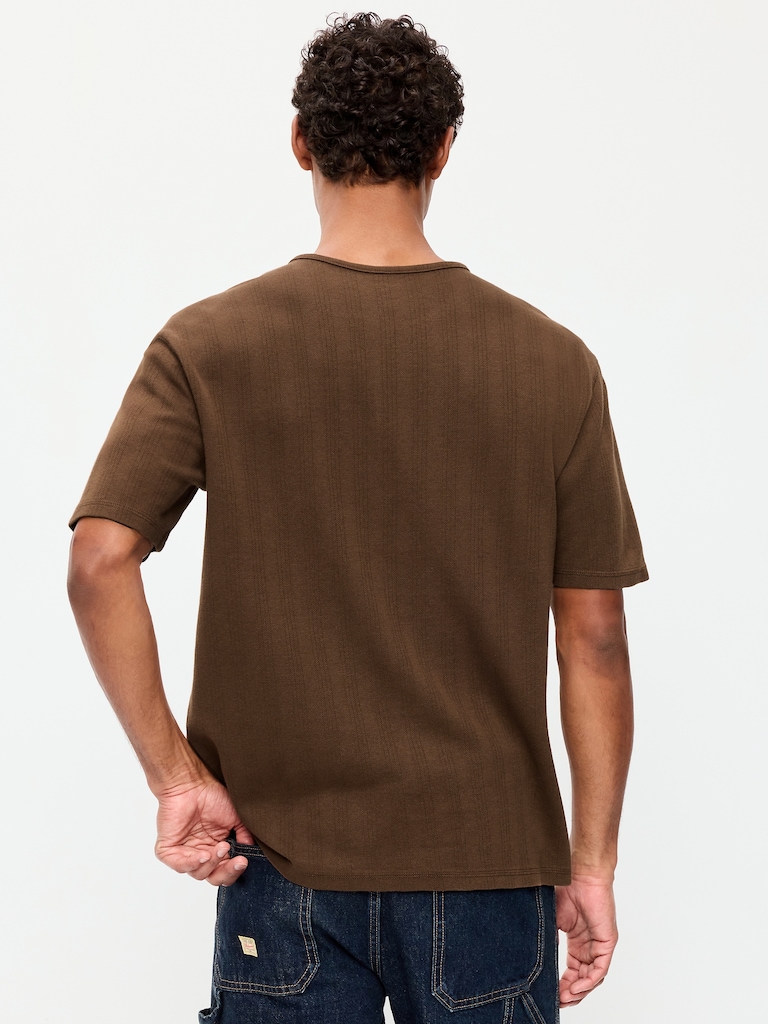 Garment-Dyed Henley Sweater T-Shirt