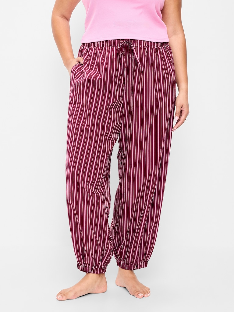 Cinched Poplin Balloon Pants