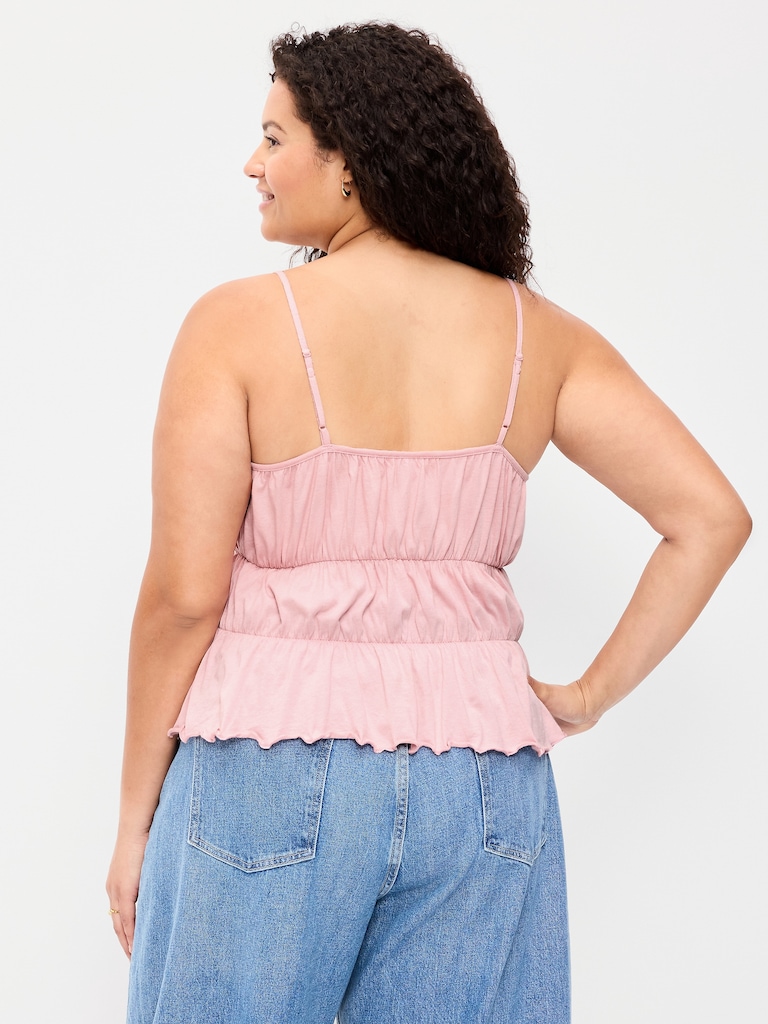 Lace-Trim Smocked-Waist Tank Top