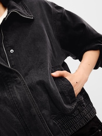 Funnel-Neck Denim Jacket