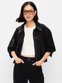 Funnel-Neck Denim Jacket