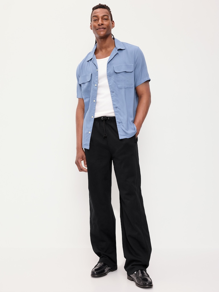 Pantalon coupe généreuse en coton ouaté épais