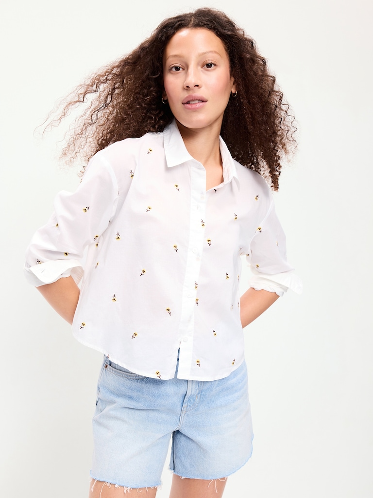 Cropped Button-Down Shirt