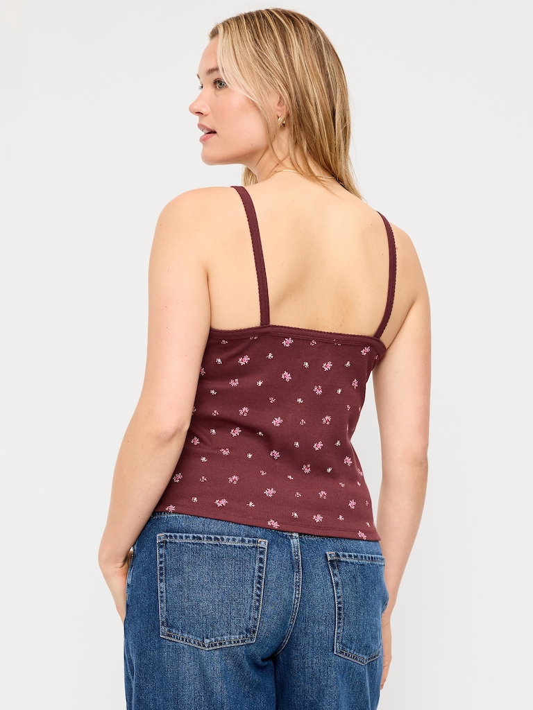 Button-Front Cami Tank Top