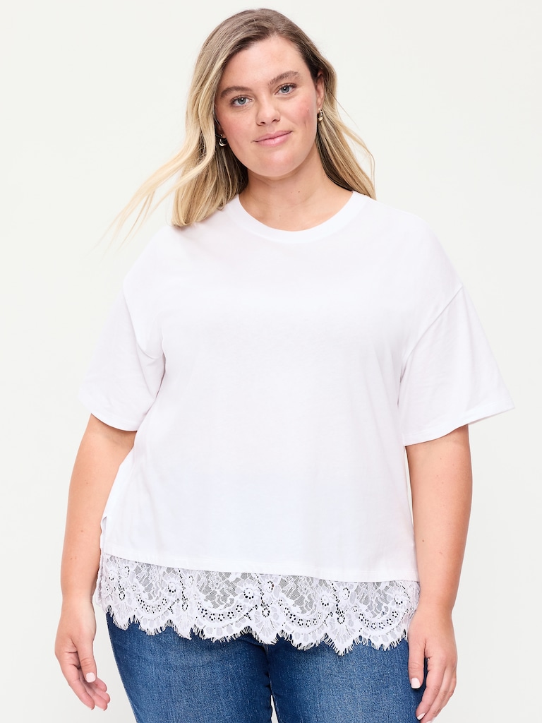 Oversized Lace Hem T-Shirt
