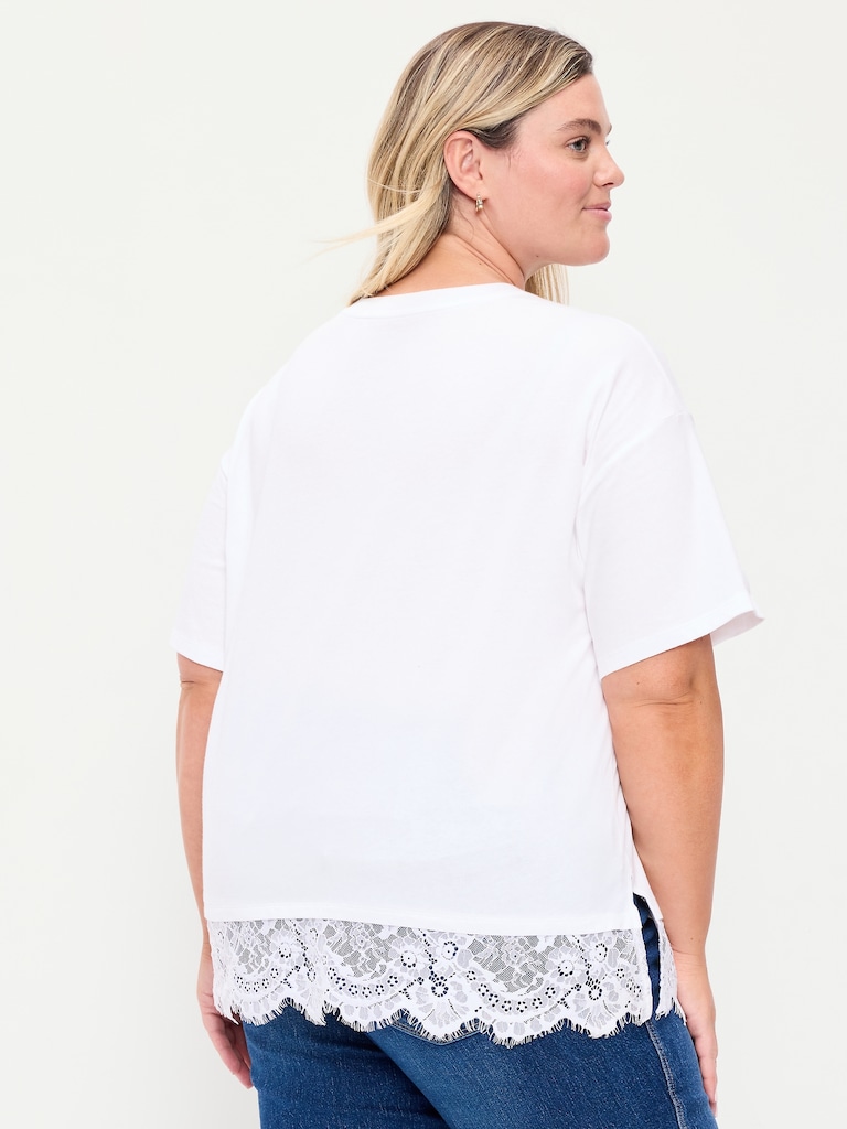 Oversized Lace Hem T-Shirt
