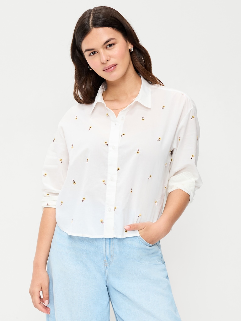 Cropped Button-Down Shirt