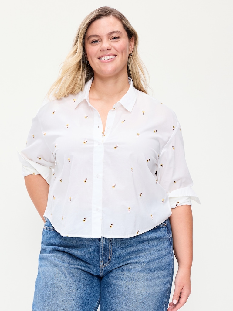Cropped Button-Down Shirt