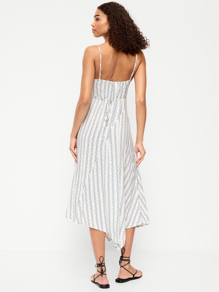 Fit & Flare Tie-Back Asymmetrical Midi Dress