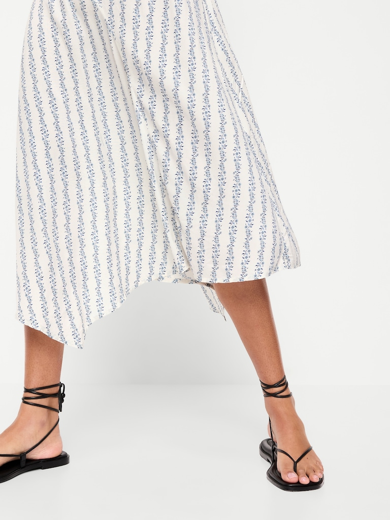 Fit & Flare Tie-Back Asymmetrical Midi Dress