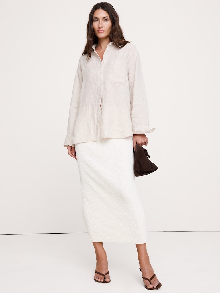 Jupe longue en tricot froissé