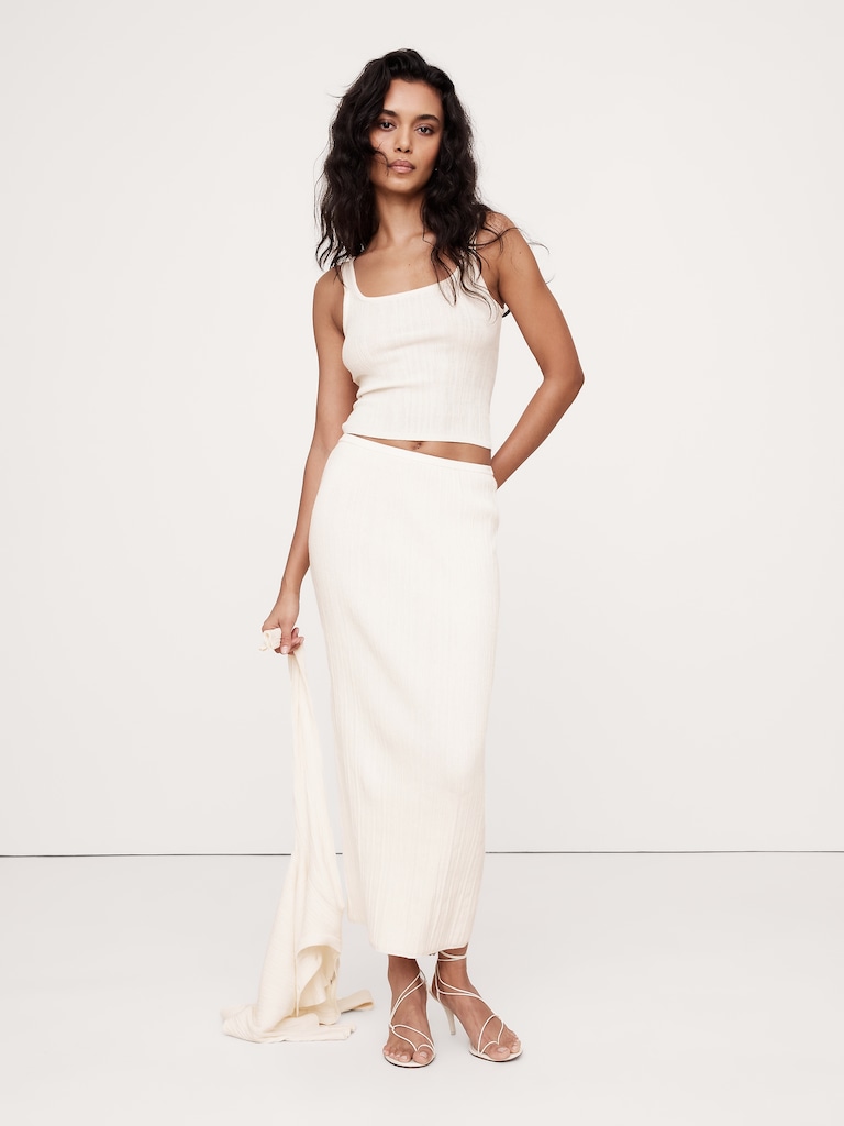 Jupe longue en tricot froissé