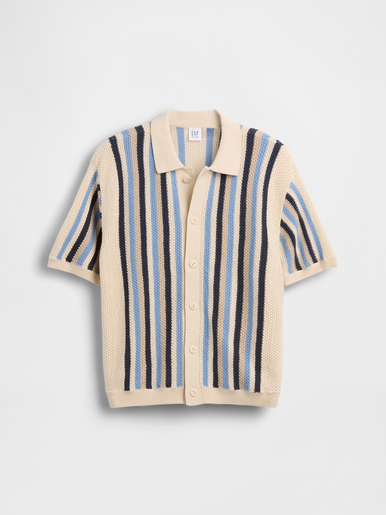 Kids Crochet Stripe Sweater Shirt