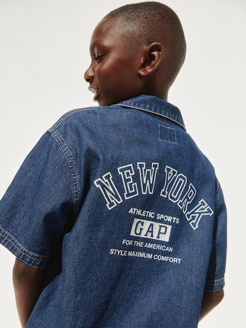 Kids Denim Relaxed New York Logo Shirt