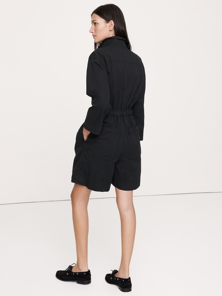 Cotton-Twill Utility Romper