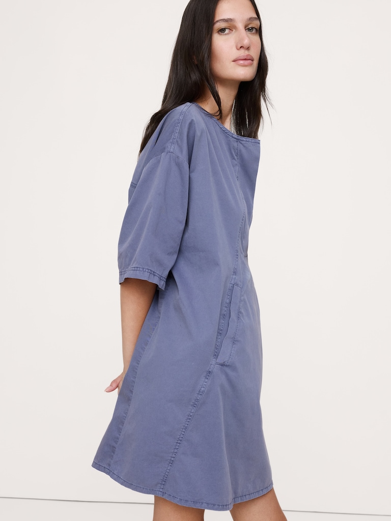 Cotton-Twill Pocket Mini Dress