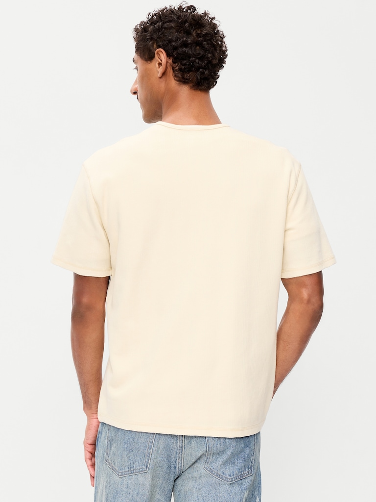 Garment-Dyed Henley Sweater T-Shirt