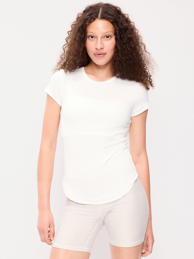 Fitted Crew-Neck Ribbed T-Shirt