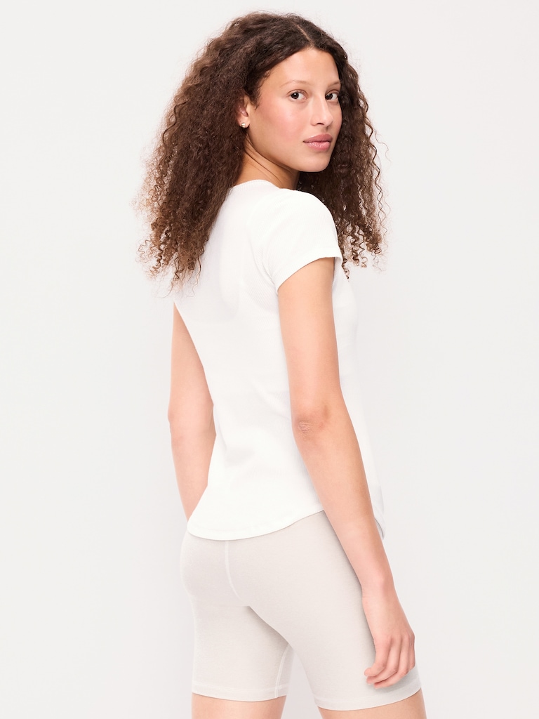 Fitted Crew-Neck Ribbed T-Shirt