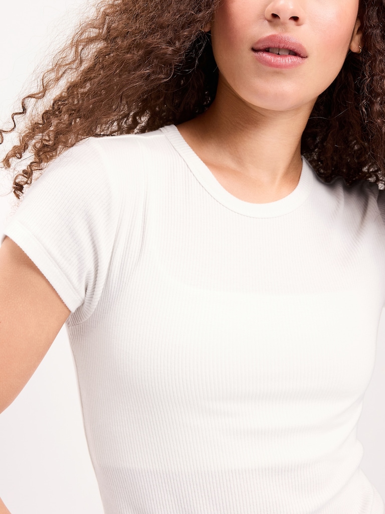 Fitted Crew-Neck Ribbed T-Shirt
