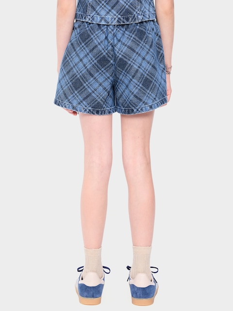 Wrap-Front Plaid Denim Skort for Girls