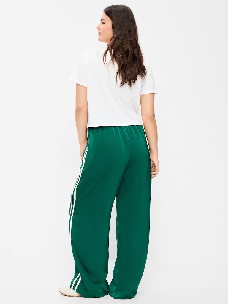 High-Waisted Satin Track Pants