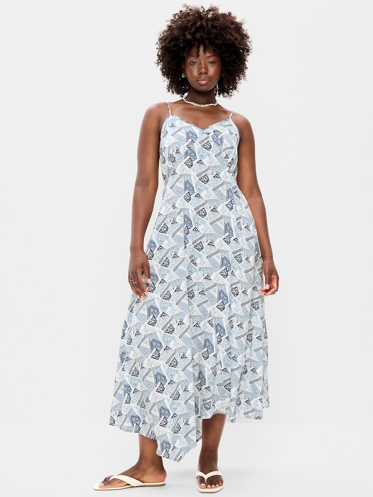 Fit & Flare Tie-Back Asymmetrical Midi Dress