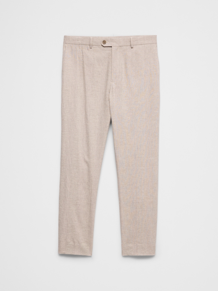 Linen-Blend Glen Plaid Suit Trouser