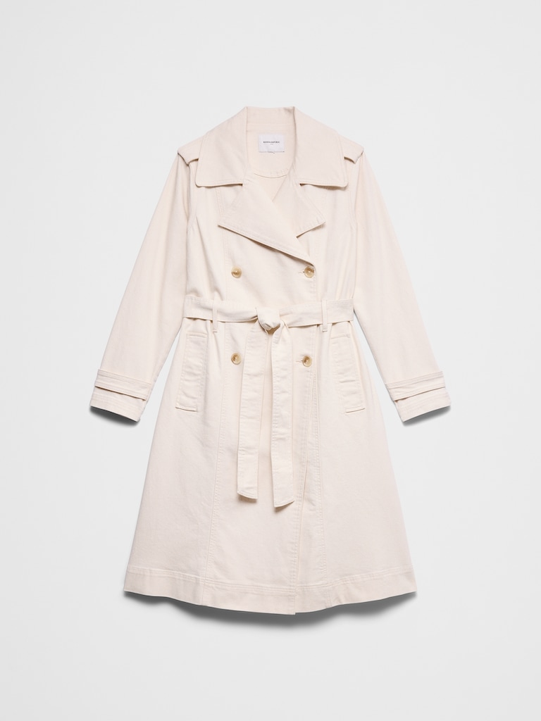 Denim Double Breasted Trench Coat