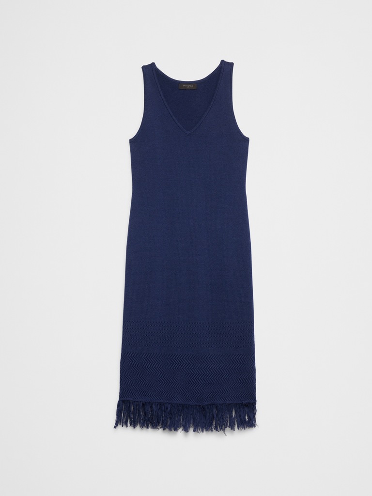 Frayed-Hem Tank Midi Dress