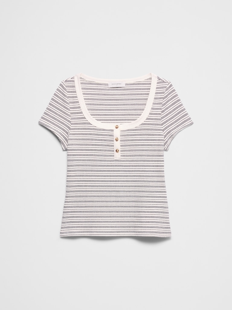 Variegated Ribbed Henley Shirt
