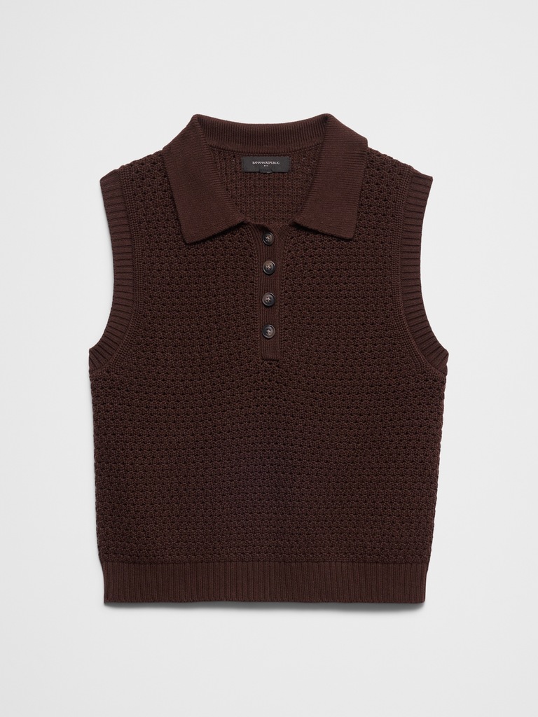 Cotton Crochet Sweater Polo