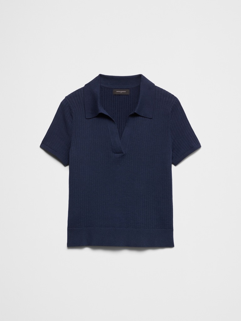 Ribbed Sweater Polo