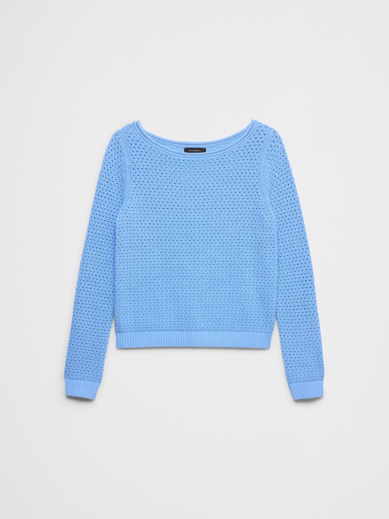 Cotton Boatneck Crochet Sweater