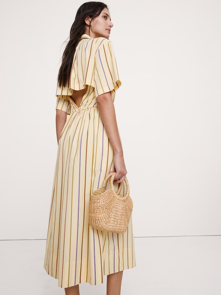 Poplin Open-Back Shirt Dress