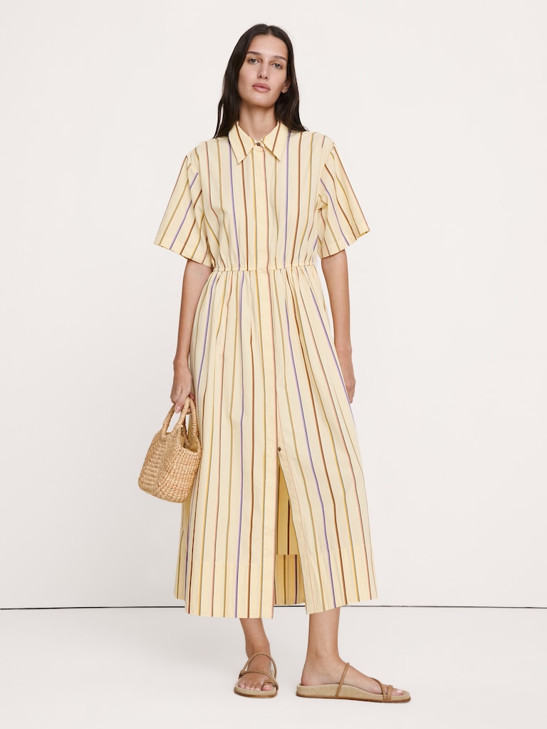 Poplin Open-Back Shirt Dress