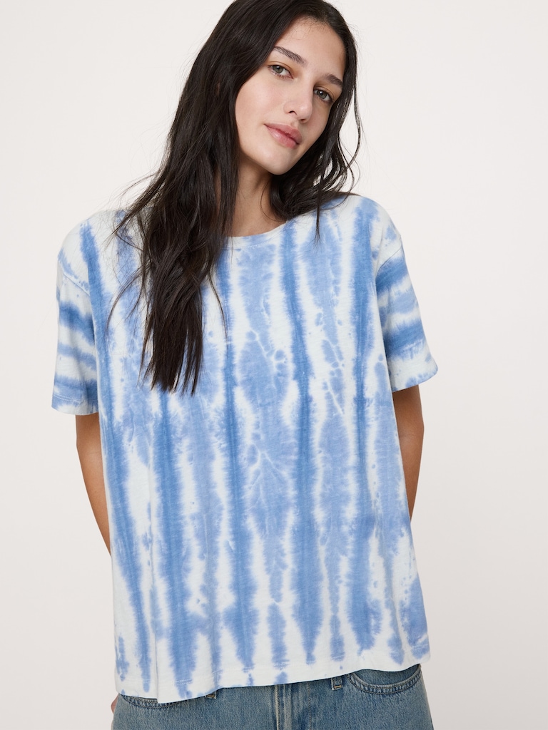 Cotton Slub Boyfriend Crew-Neck T-Shirt