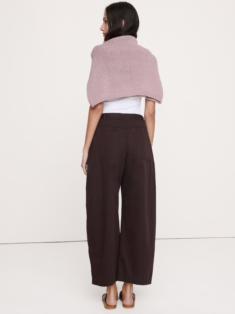 Mid-Rise Barrel Cotton Poplin Pant