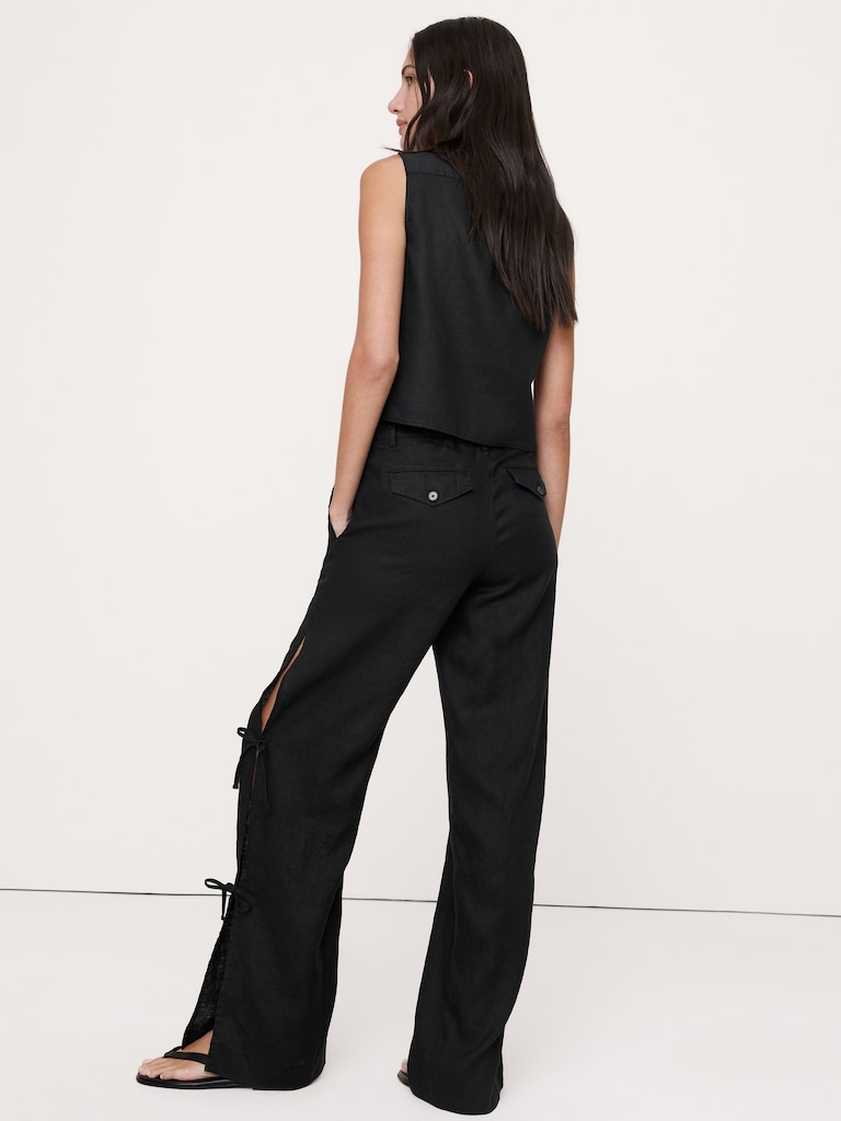 The Studio Wide-Leg Side-Tie Pant In Linen
