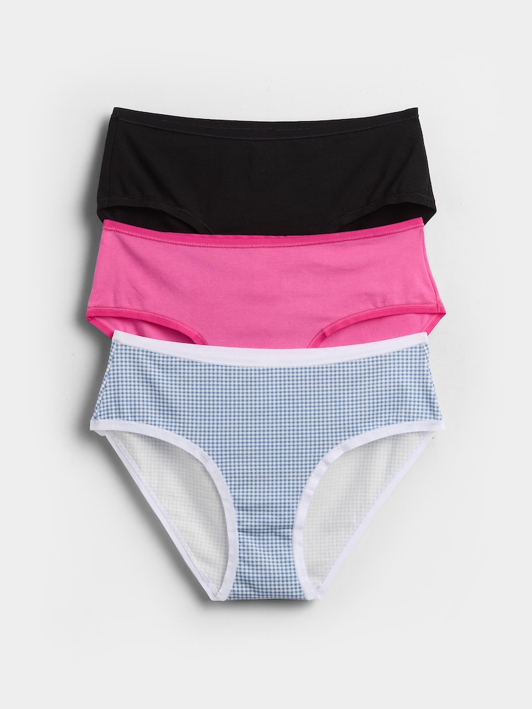Culotte taille basse en coton biologique extensible (paquet de 3)
