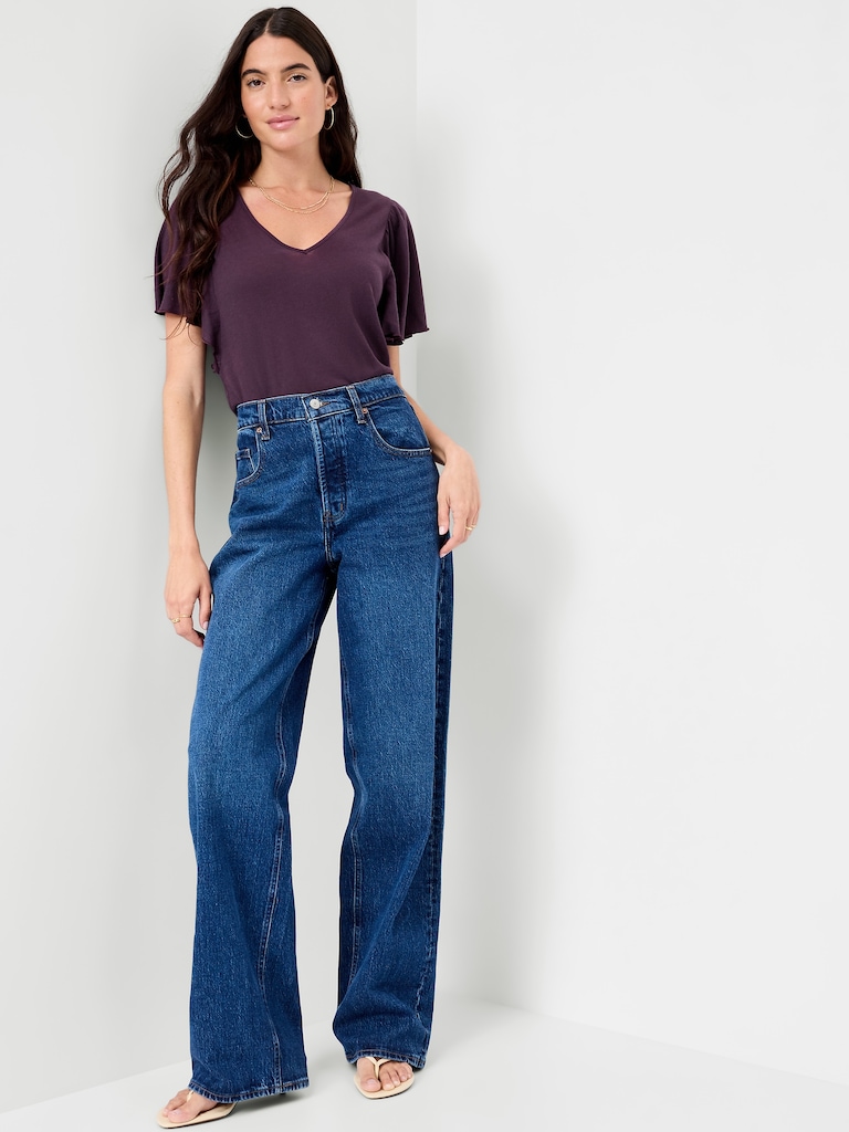 V-Neck Flutter Sleeve Top