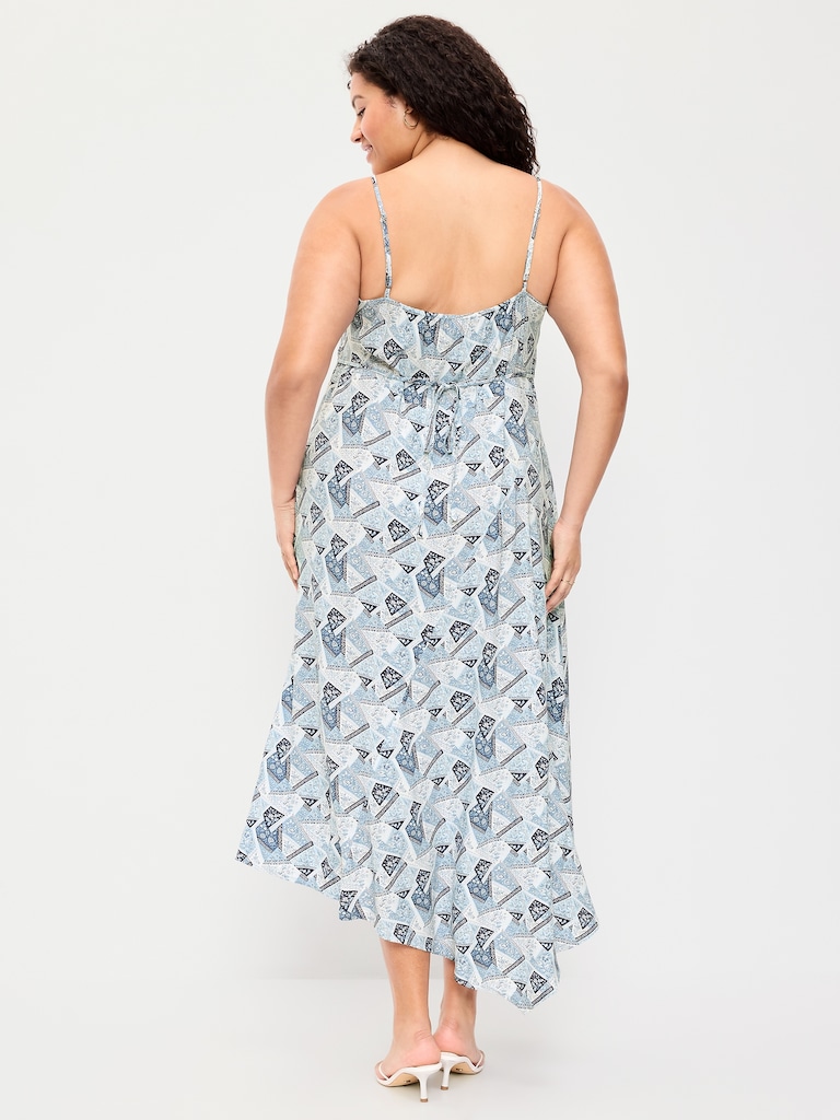 Fit & Flare Tie-Back Asymmetrical Midi Dress