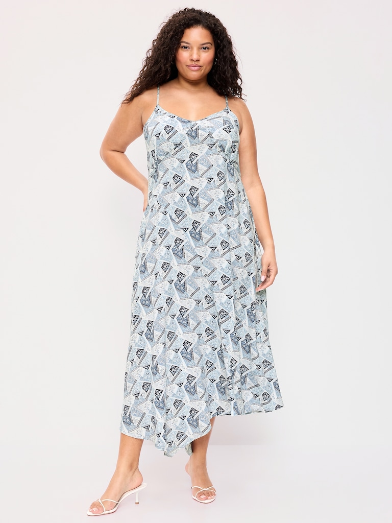 Fit & Flare Tie-Back Asymmetrical Midi Dress