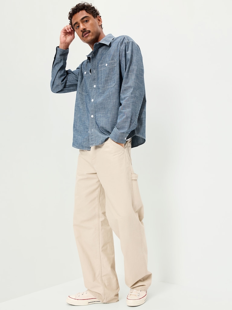 Loose Fit Chambray Workwear Shirt