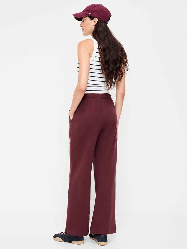 High-Waisted Fleece Wide-Leg Sweatpants