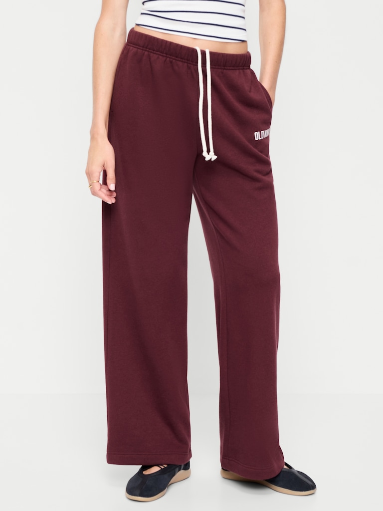 High-Waisted Fleece Wide-Leg Sweatpants